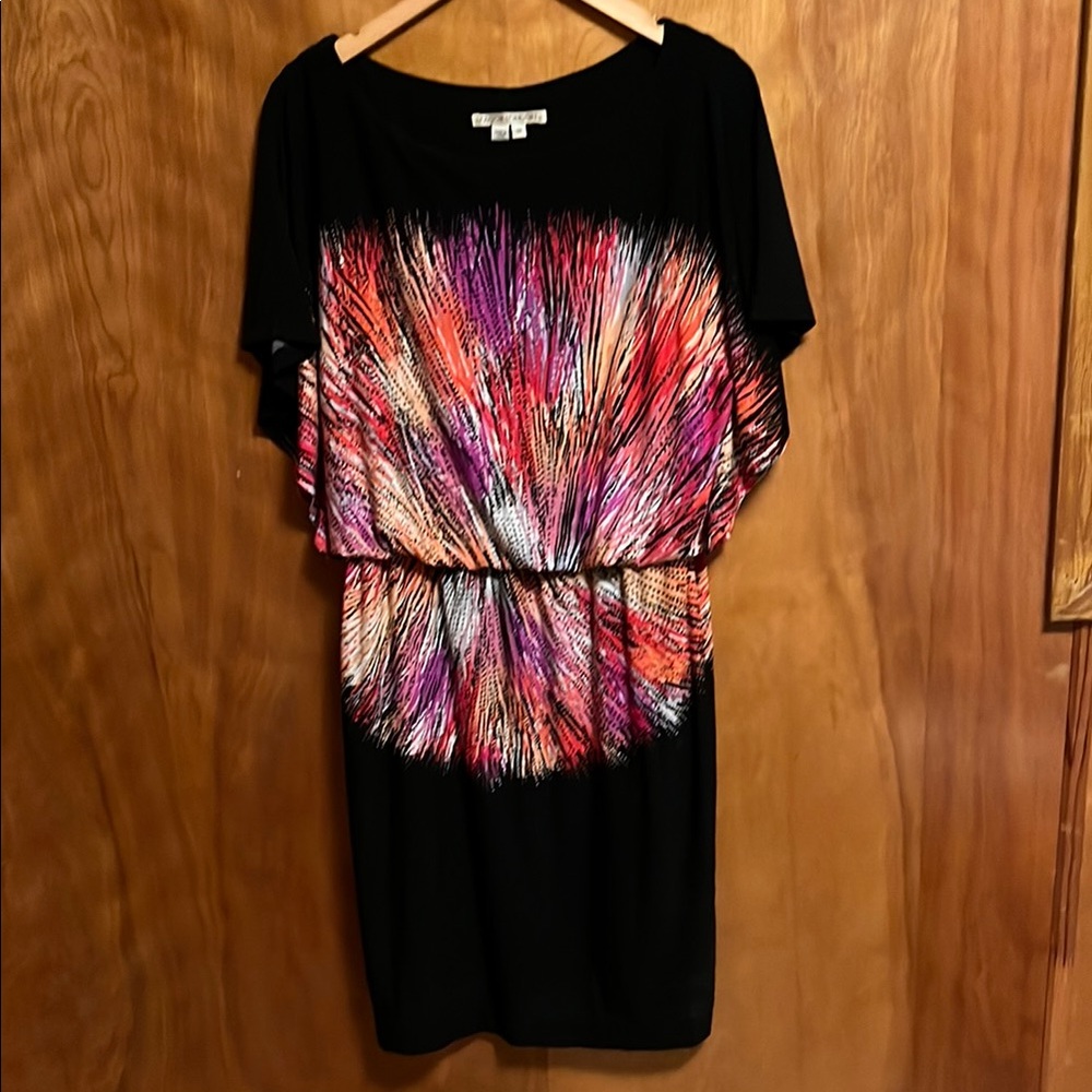 Maggy London Pink and Purple Asymmetrical Sheath Dress